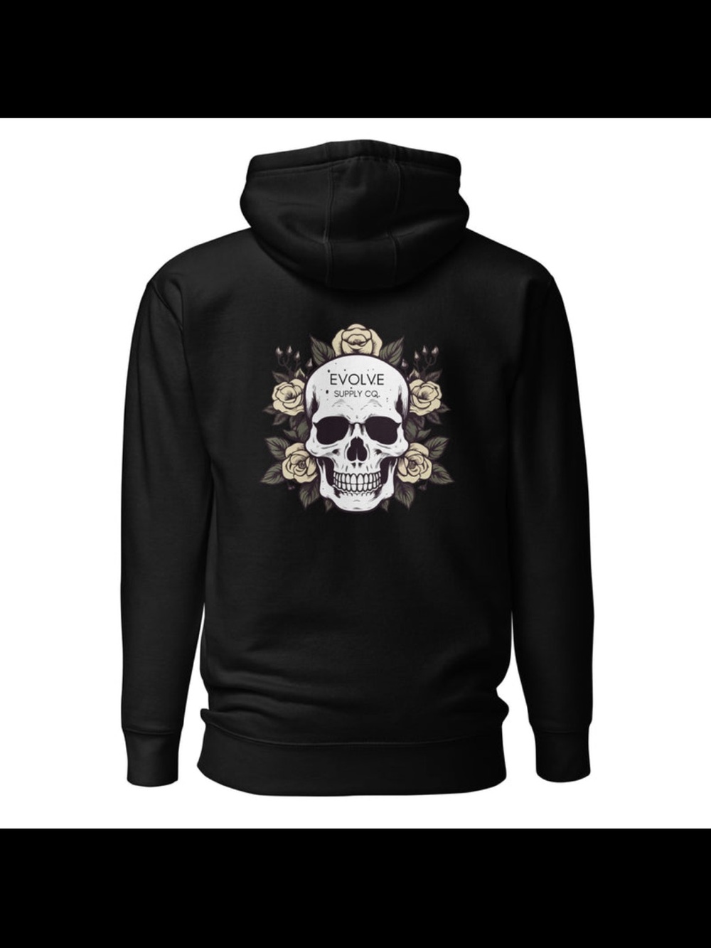Men's Black Skull & Rose Pullover Hoodie
